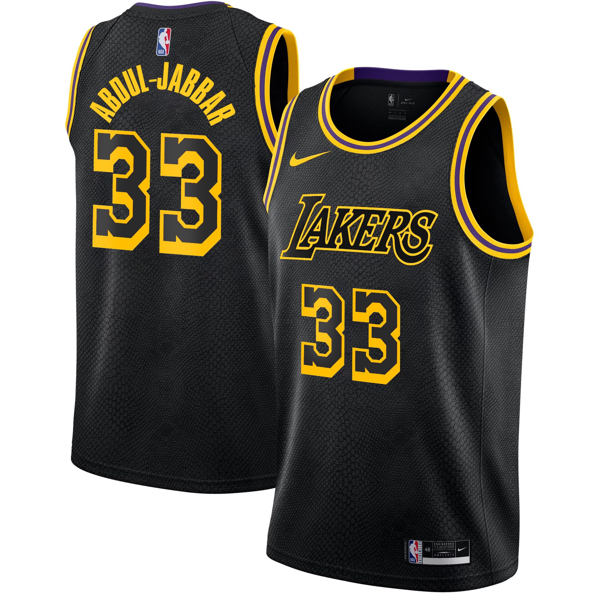 Men Los Angeles Lakers #33 Abdul-Jabbar Black 2025 Nike Swingman NBA Jersey->los angeles lakers->NBA Jersey